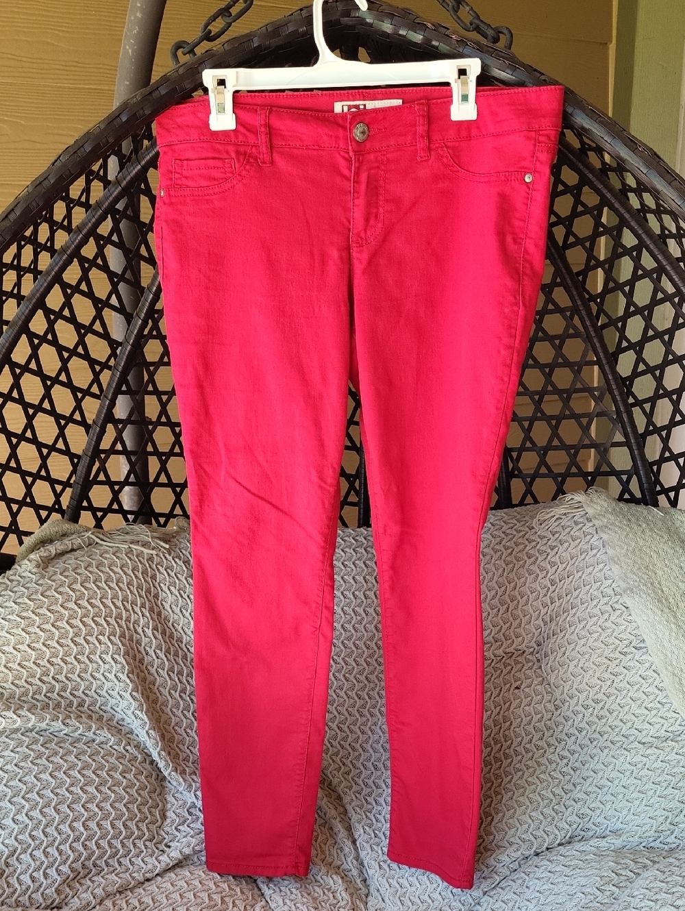 Red Ashley Low Rise Skinny Twill Pants